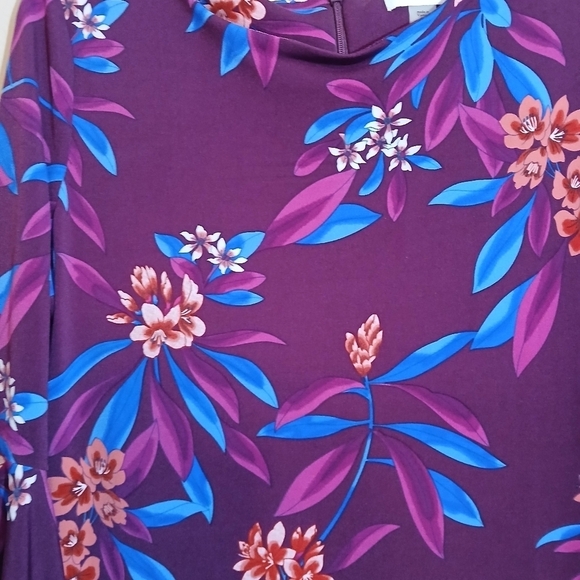 Calvin Klein Sheath Floral Dress Purple Blue Red Size 6 Knee Length Fitted - Picture 5 of 9
